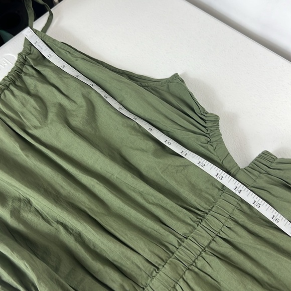 Gap Sz Small Halter Dress Cotton Midi Green Ruffle Milkmaid - Picture 14 of 16